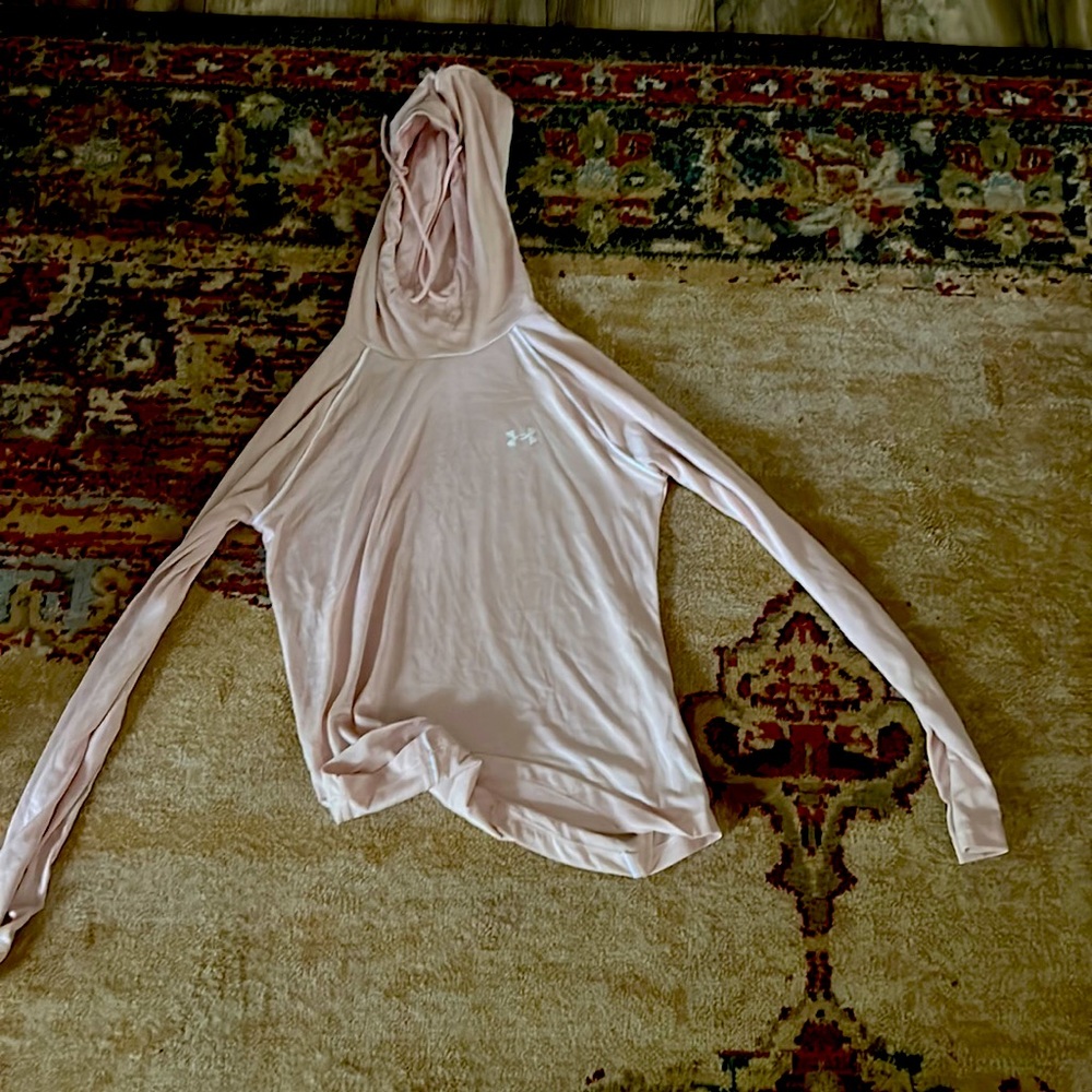 Pink hooded athletic top